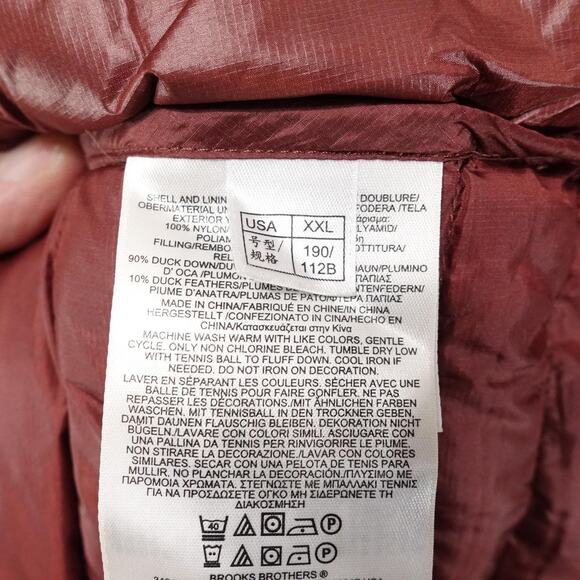 Brooks Brothers Red Fleece Jacket Mens 2XL Burgundy Down Puffer Lightweight‎ - Picture 14 of 16